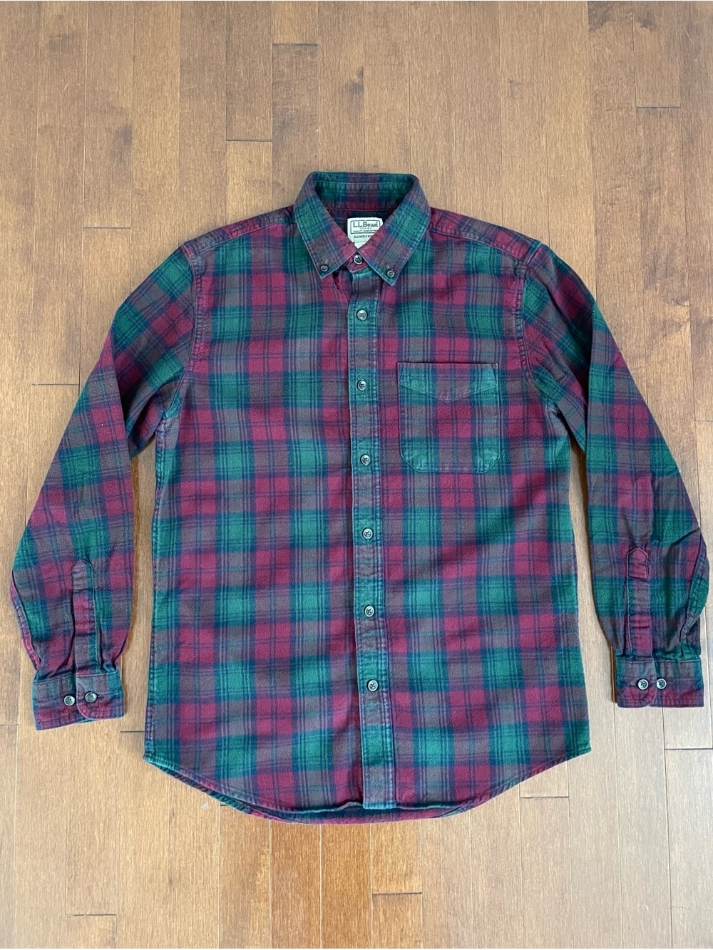 L.L Bean Green & Red Plaid Flannel